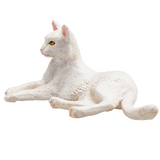 MojoFun Lying White Cat Toy Figurine – Realistic Pet Animal Model