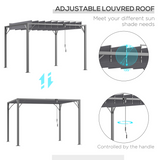 Outsunny 3x3m Metal Pergola with Retractable 135° Louvred Roof & UV50+ Protection – Garden Patio Shelter, Grey