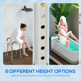 HOMCOM Rust-Free Aluminium Bath Chair with 6-Level Adjustable Height and Anti-Slip Mats – Bathing Seat, Grey
