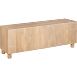 Austin Solid Wood Large Low Board TV Cabinet with Media Storage – Natural Grain Living Room Unit