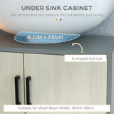 kleankin Under Sink Bathroom Basin Cabinet with Shelf and U-Shaped Cut-Out – Cloakroom Storage