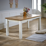Alfie 170cm Solid Mango Wood Dining Table – Handmade Six-Seater, White & Natural Finish