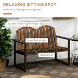 Outsunny Outdoor Wooden Bench for Two – Fir Wood Patio Loveseat with Slatted Backrest, Rustic Look