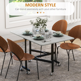 HOMCOM Drop Leaf Dining Table on Wheels – Seats up to 6, Space-Saving Mobile Table, Grey