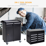DURHAND Steel 4-Drawer Rolling Tool Cabinet with Removable Top Chest and Cupboard – Black