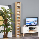 Set of 2 CD & Media Tower Racks with Adjustable Shelves – Slim Storage for CDs, DVDs & Games, Wood Colour