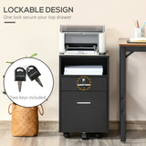 Vinsetto Mobile Lockable File Cabinet with Open Shelf & 5 Wheels – Home Office Storage, Black