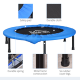 HOMCOM Foldable Mini Fitness Trampoline, 96cm with 32 Springs – Indoor & Outdoor Exercise Rebounder, Blue