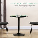 HOMCOM Round 2-Seater Dining Table with Steel Base and Non-Slip Pads – Compact Kitchen Table