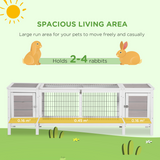 PawHut Indoor Rabbit Hutch with Separable Rooms and Slide-Out Tray – Guinea Pig Cage & Bunny Run, Grey