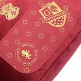 Warner Bros Harry Potter Alumni Lunch Bag – Gryffindor Red Velvet with Embroidered Crest & Gold Zip