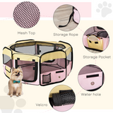 Soft Fabric Pet Playpen for Dogs, Cats, Puppies and Rabbits – 8-Panel Foldable Indoor and Outdoor Pen, Pink, Small