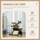 PAWHUT Cat Tree with Sisal Scratching Bridge, Tunnel and Dangling Balls – Plush Kitty Activity Centre for Indoor Cats
