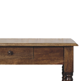 Artisan Furniture Heritage Solid Mango Wood Writing Desk with Turned Legs & Drawer – Classic Grey Finish