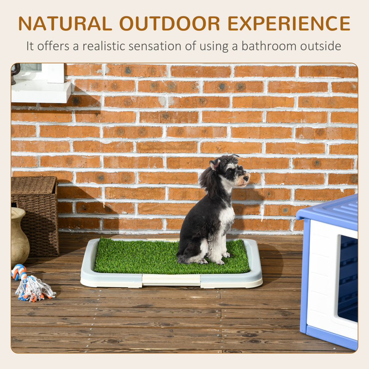 PawHut Indoor Dog Toilet with Artificial Grass, Grid Panel & Tray – Portable Puppy Potty, 63 x 48.5cm