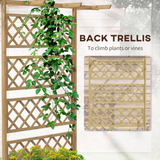 Outsunny Wooden Trellis Planter with Roof and Open Bottom – Raised Garden Bed for Climbing Plants, Natural