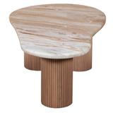 Ashford Natural Marble & Wood Pedestal Coffee Table – Round Statement Piece for Living Rooms
