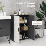 kleankin Small Bathroom Storage Cabinet with Soft Close Doors & Adjustable Shelves – Anti-Tip Design, Grey