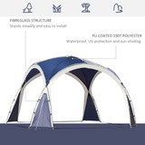Outsunny 3.5 x 3.5M Dome Gazebo Party Tent with Open Shell & Top Hook – Event Shelter, Blue & Grey