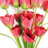 Leaf Artificial Tulip Stems with Three Silk Flowers & Wired Stalks, Pack of 6 – 80cm Realistic Floral Decor, Red