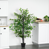 Outsunny 145cm Artificial Banyan Tree in Cement Pot – Realistic Indoor Greenery for Home & Office