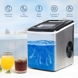 HOMCOM Portable Countertop Ice Maker with 9 Bullet-Shaped Cubes per Cycle – No Plumbing Required, Black