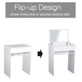 HOMCOM White Dressing Table Set with Flip-Up Mirror, Hidden Storage & Padded Stool