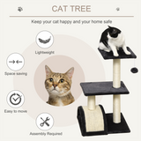 Pawhut Three-Tier Cat Tree with Sisal Scratching Posts and Hanging Ball – Plush Indoor Activity Centre, Grey