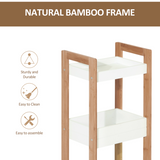 HOMCOM 3-Tier Bamboo Bathroom Shelving Unit – Freestanding Towel & Toiletry Storage, Natural