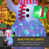 Outsunny 8ft Christmas Inflatable Snowman with Gift Box, Penguin & LED Lights – Outdoor Decoration, White