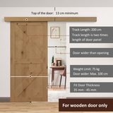 HOMCOM Rustic Sliding Barn Door Hardware Kit, 6.5ft (2000mm) Track – Space-Saving Hardware for Single Door