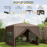 Outsunny 3m x 3m Pop Up Gazebo with Rust-Resistant UV Canopy, Sidewalls & Carry Bag – Party Tent, Coffee