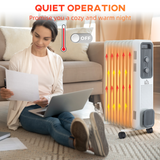 HOMCOM 2180W 9 Fin Oil Filled Radiator with 3 Heat Settings & Safety Cut-Off – Silent Portable Heater