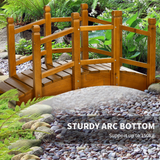Outsunny Wooden Garden Bridge with Curved Safety Railings, 150kg Capacity – Arched Pond Footbridge