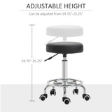 Outsunny Adjustable Salon Stool with PU Leather Seat and Footrest – Backless Saddle Stool on 5 Castors