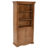 Indian Hub Artwork Solid Mango Wood Large Corner Bookcase with Cupboard – Handcrafted Corner Storage