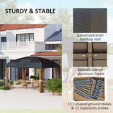 Outsunny 3x4m Hardtop Gazebo with Curtains & Mosquito Netting – Aluminium Frame Garden Pavilion, Brown/Bronze