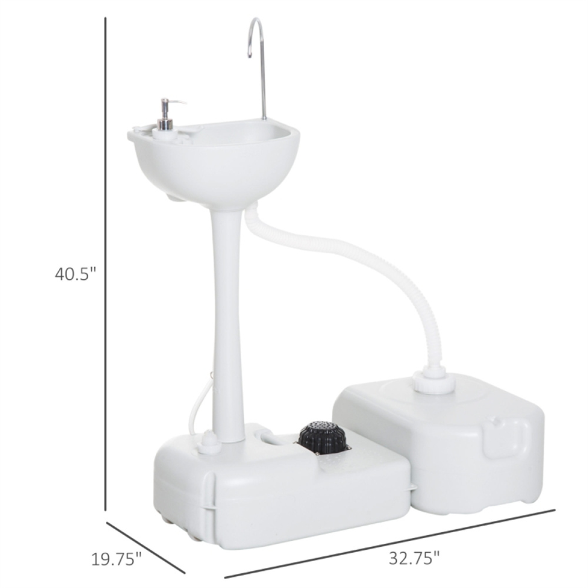 Portable Camping Sink with 4.5 Gallon Water Tank, Wheels & Handle – Outdoor Hand Wash Station, Light Grey