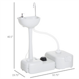 Portable Camping Sink with 4.5 Gallon Water Tank, Wheels & Handle – Outdoor Hand Wash Station, Light Grey