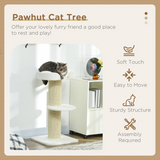PawHut 2 Tier Cat Tree with Top Basket Cushion and Sisal Scratching Post – Cat Resting Tower, Cream White