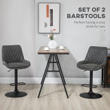 HOMCOM Set of 2 Adjustable 360° Swivel Bar Chairs with Footrest – Kitchen Island Seating, Grey