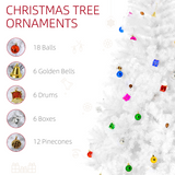 HOMCOM 6ft Artificial Snow Christmas Tree with Metal Stand and Decorations – Elegant Faux White Tree