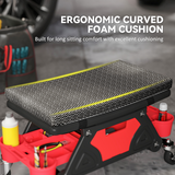 HOMCOM Rolling Mechanic Stool with Tool Trays, Drawer & Padded Seat – 135kg Capacity Workshop Stool, Black