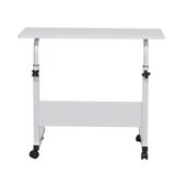 Removable E1 Chipboard & Steel Side Table with Adjustable Height – Home & Office, White, 80 x 40 cm