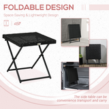 Outsunny Folding Square Rattan Coffee Table with Steel Frame – Outdoor Bistro and Balcony Table, Black