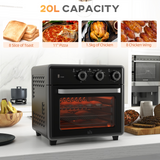 HOMCOM 20L Air Fryer Oven with 7 Functions, 1400W Countertop Convection Mini Oven – Black
