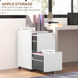 Vinsetto 2-Drawer Steel Filing Cabinet with Lock, Hanging Bars and Wheels – Letter, A4 and Legal