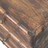 Artisan Furniture Solid Mango Wood Bamboo Frame Nightstand, 2 Drawers & Brass Knobs – Roasted Almond