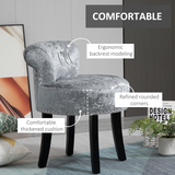 Dressing Table Stool with Padded Seat & Solid Rubberwood Legs – Compact Vanity Seat, Grey
