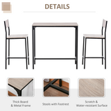 HOMCOM 3-Piece Bar Table and Stool Set with Metal Frame and MDF Top – Compact Breakfast Bar, Black